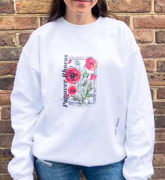 New Illustrated Poppy Jumper print. AW21 Collection - STiTCH.LDN